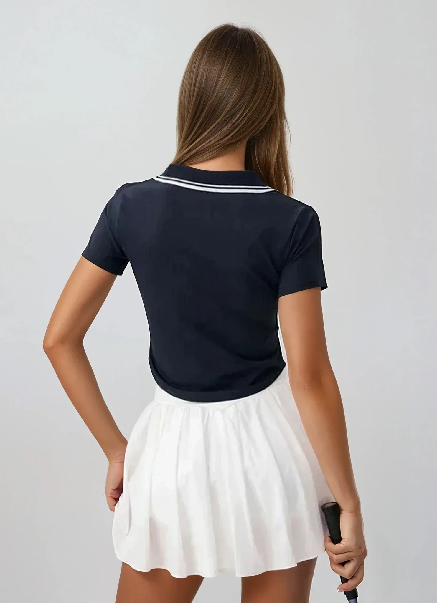 Κοντομάνικο μπλουζάκι Navy Collar - LA FEMME WANDERER