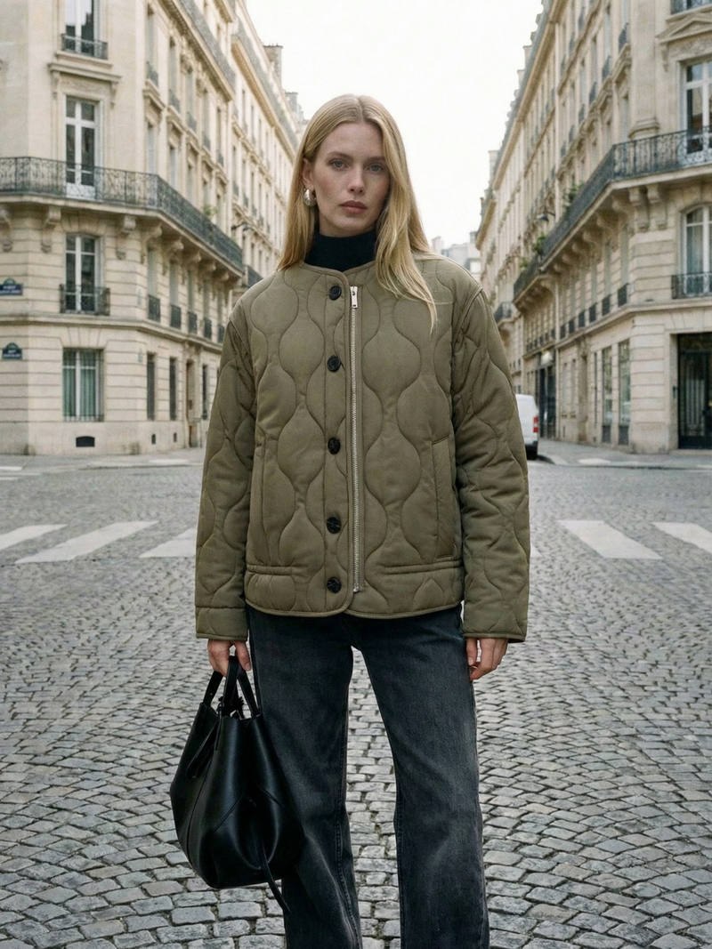 Καπιτονέ μπουφάν με φερμουάρ και τσέπες