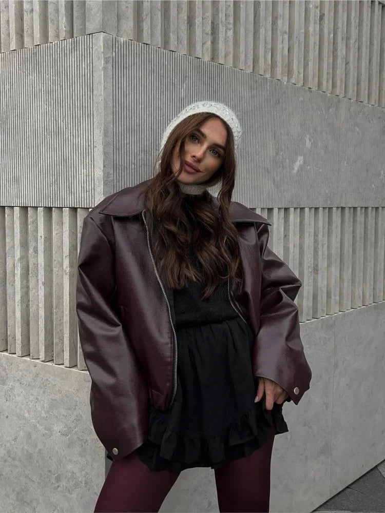 Μακρυμάνικο μπορντό μπουφάν - LA FEMME WANDERER