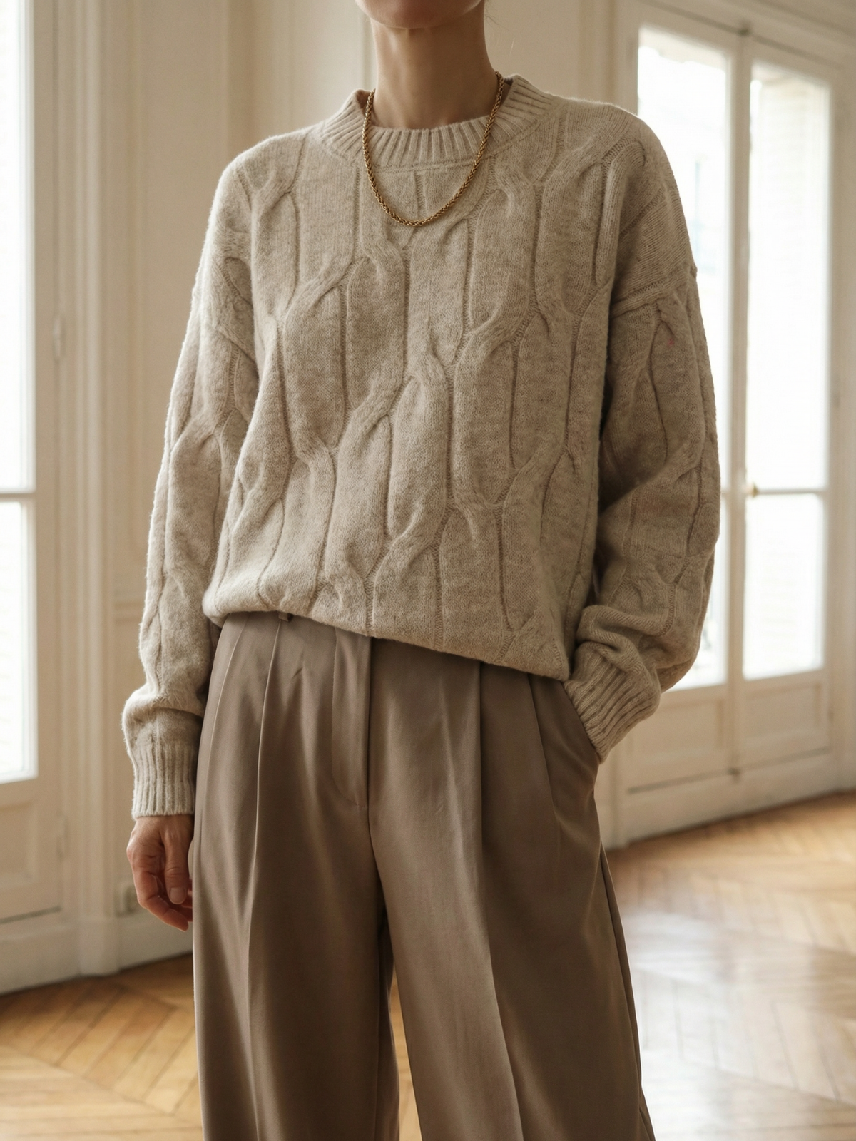 Πουλόβερ Cozy Cable Crew Knit με στάμπα