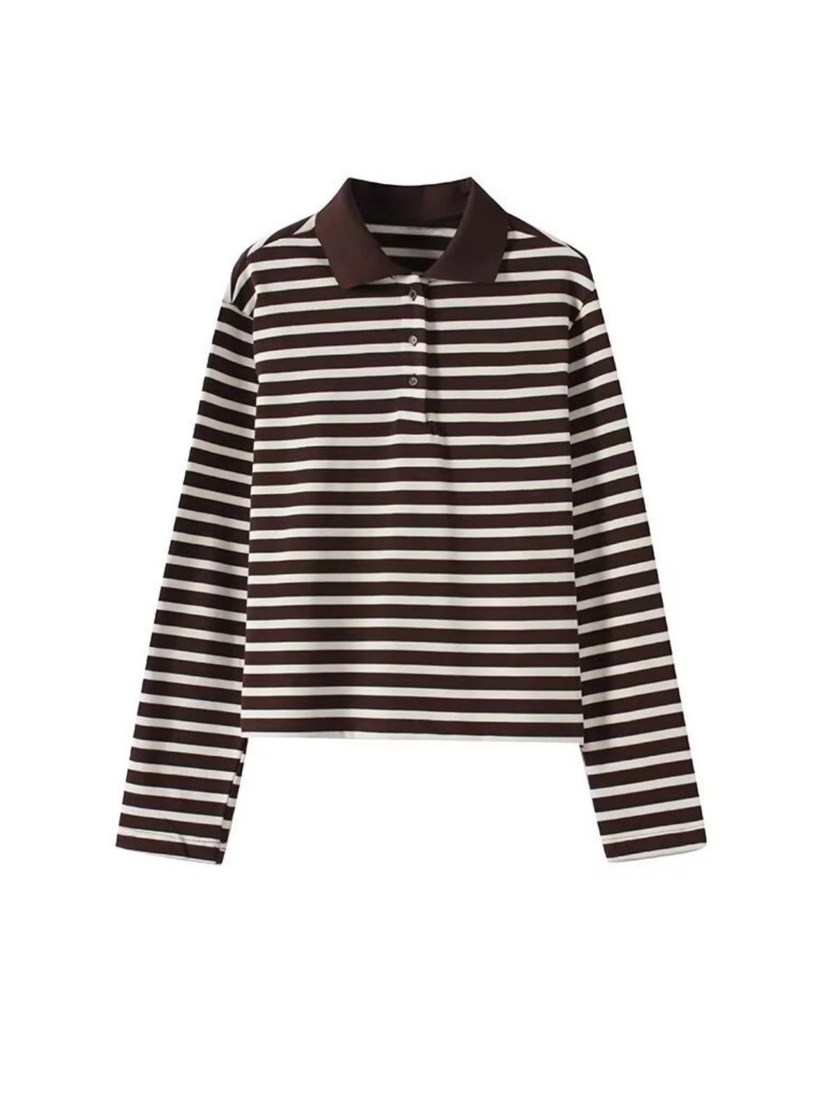 Striped Knit Lapel Collar Sweater