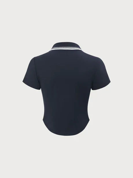 Κοντομάνικο μπλουζάκι Navy Collar - LA FEMME WANDERER