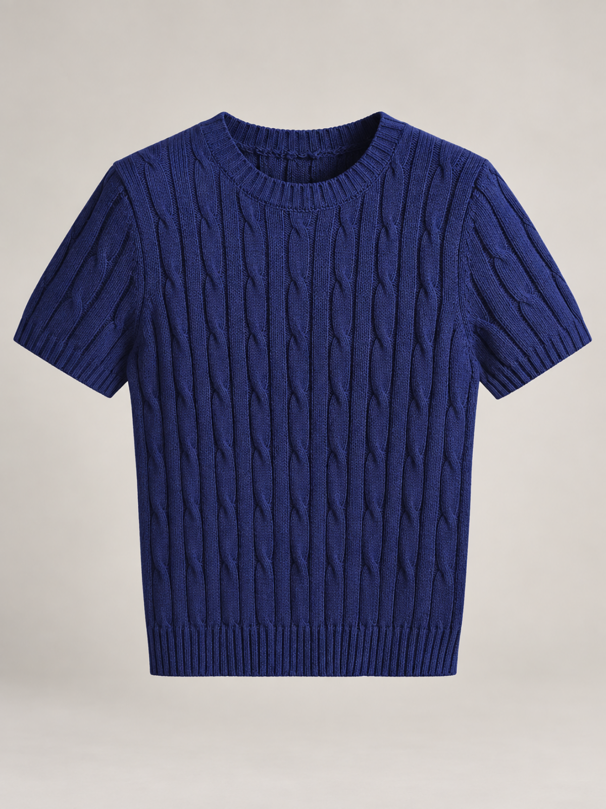 Women’s Cable Knit Short Sleeve Crew Neck Top