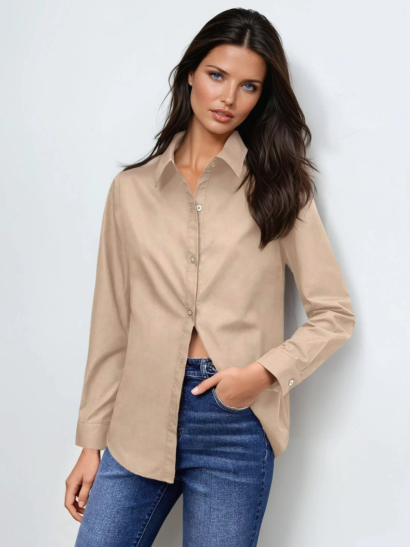 Πουκάμισο με βαμβακερό κουμπιά μπροστά και κλασικό γιακά, κανονική εφαρμογή