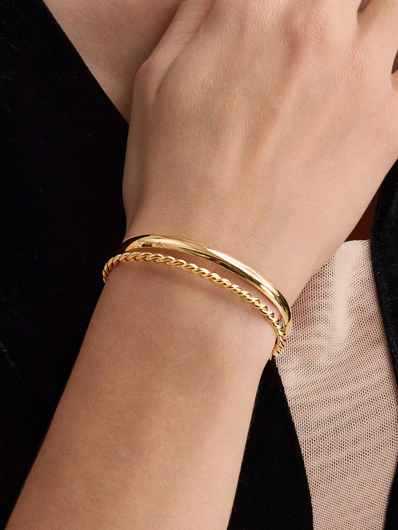 Gold Plated Geometric Asymmetric Line Bangle For Daily Wear