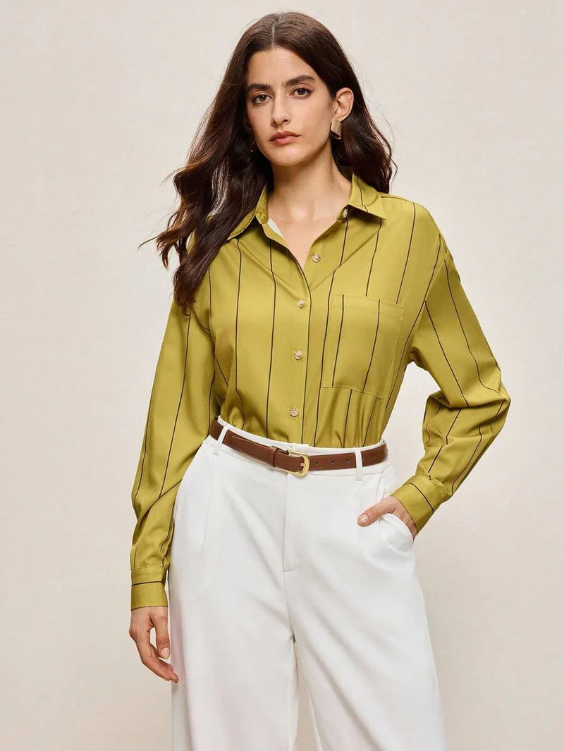 Πουκάμισο με κουμπιά μπροστά και λεπτομέρειες τσέπης για γραφείο