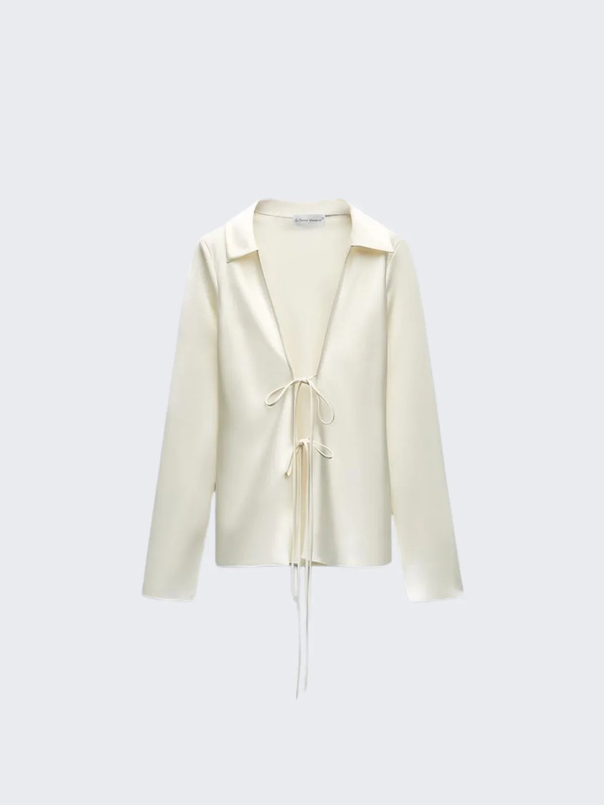 Μπλουζάκι Ivory Charm Μπροστινή Γραβάτα - LA FEMME WANDERER