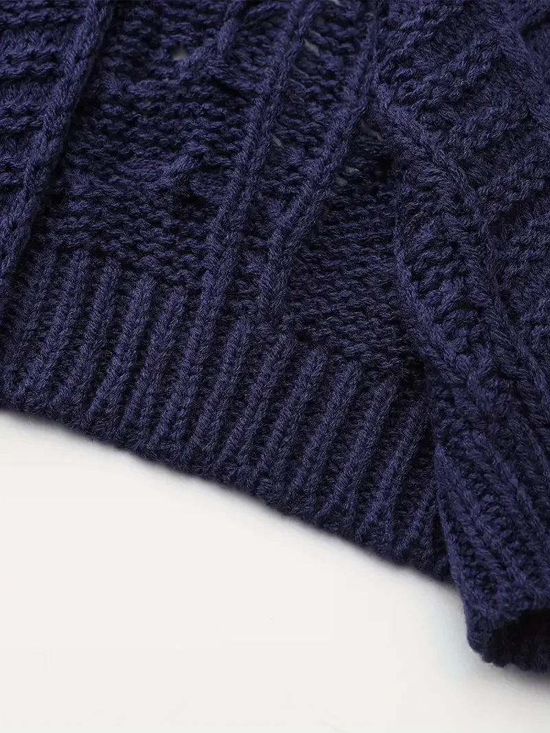 Ζακέτα με βαθύ ντεκολτέ σε μπλε χρώμα - LA FEMME WANDERER