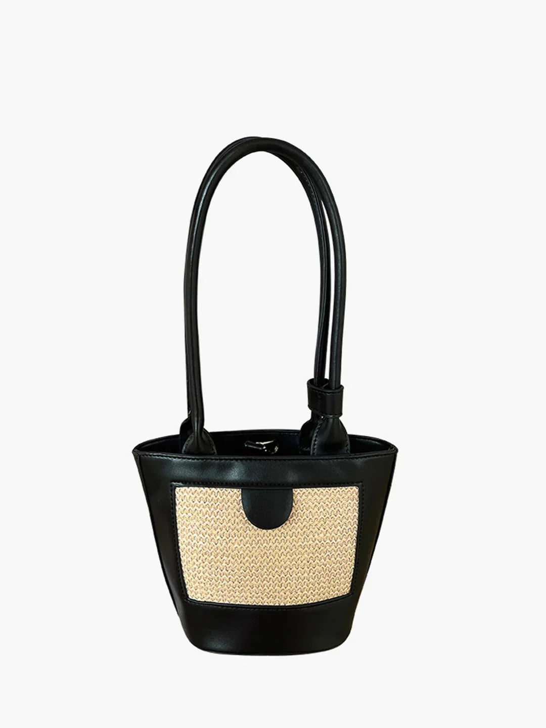 Duo-Tone Woven Panel Tote Bag - LA FEMME WANDERER