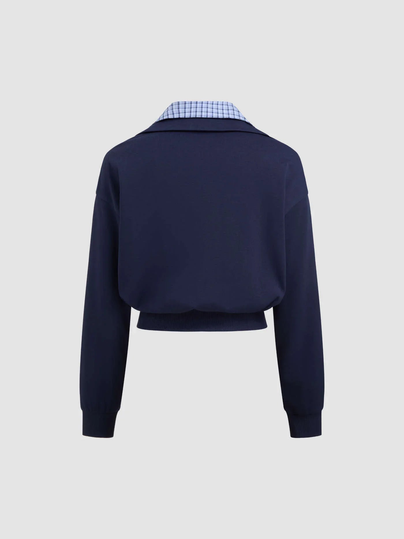 Terry Checks Collar Sweatshirt - LA FEMME WANDERER