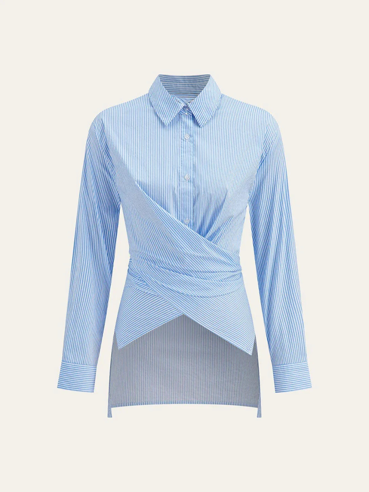 Μοντέρνο, φαρδύ, ριγέ, πολύχρωμο, μακρυμάνικο πουκάμισο με κορδόνια - LA FEMME WANDERER