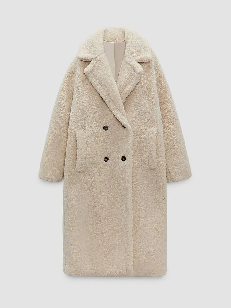 Casual Style Warm Double Pockets Fleece Coat