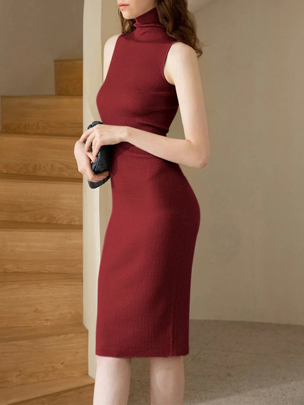 Φόρεμα με ζιβάγκο και μονόχρωμο τελείωμα - LA FEMME WANDERER