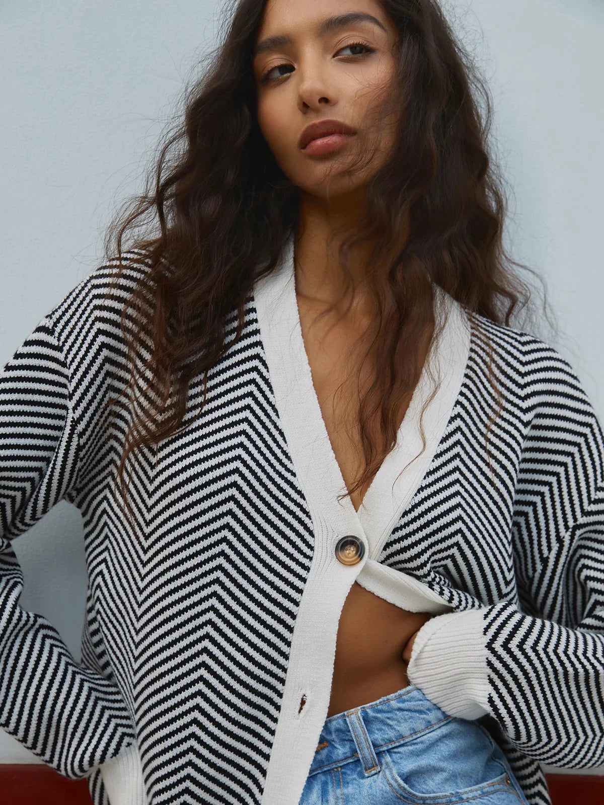 Υπερμεγέθης ζακέτα ψαροκόκαλο - LA FEMME WANDERER