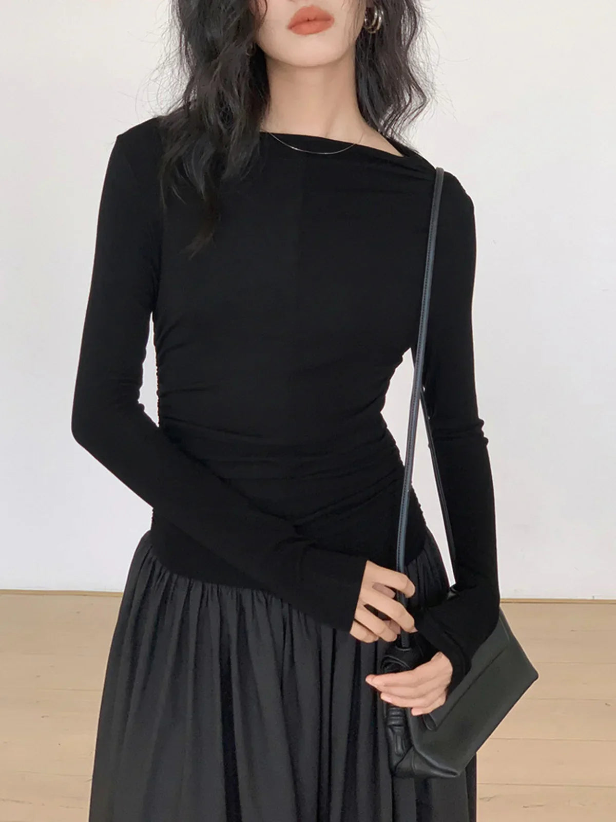 Φόρεμα μίντι με πλισέ σχέδιο και μακριά μανίκια - LA FEMME WANDERER