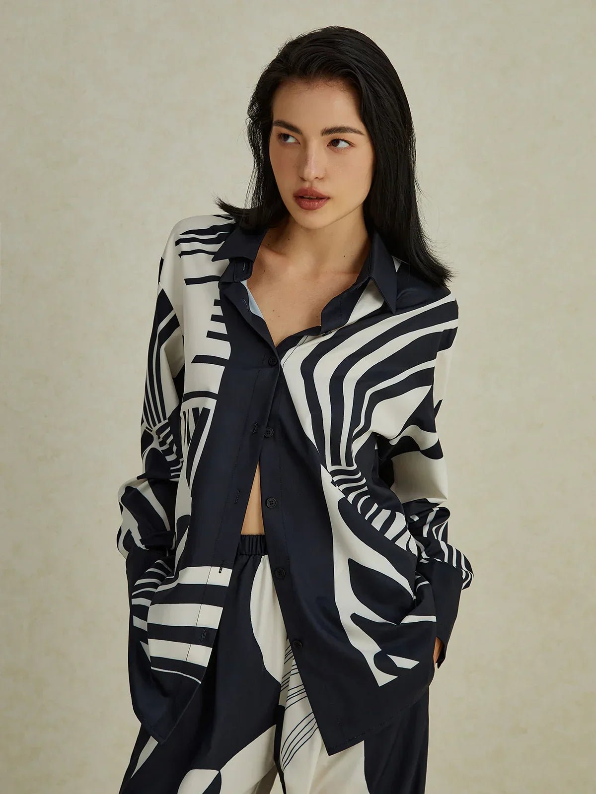 Irregular Print Wide Leg Pants Set - LA FEMME WANDERER