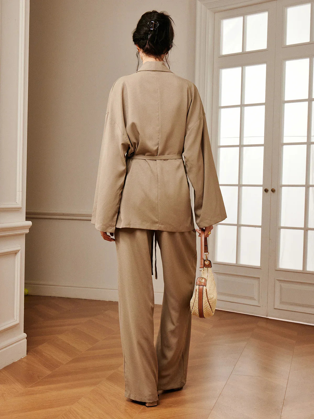 Σετ παντελόνι με ζώνη και τελείωμα για χαλάρωση - LA FEMME WANDERER