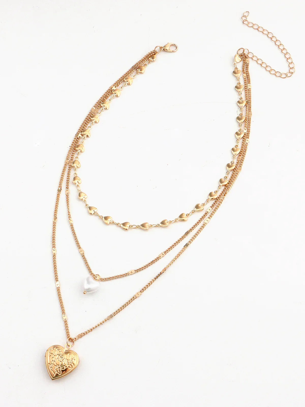 Triple Layered Heart Charm Necklace - LA FEMME WANDERER