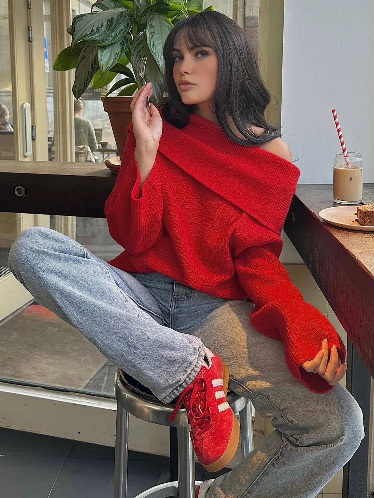 Φαρδιά Πουλόβερ με Έξωτους Ώμους - LA FEMME WANDERER