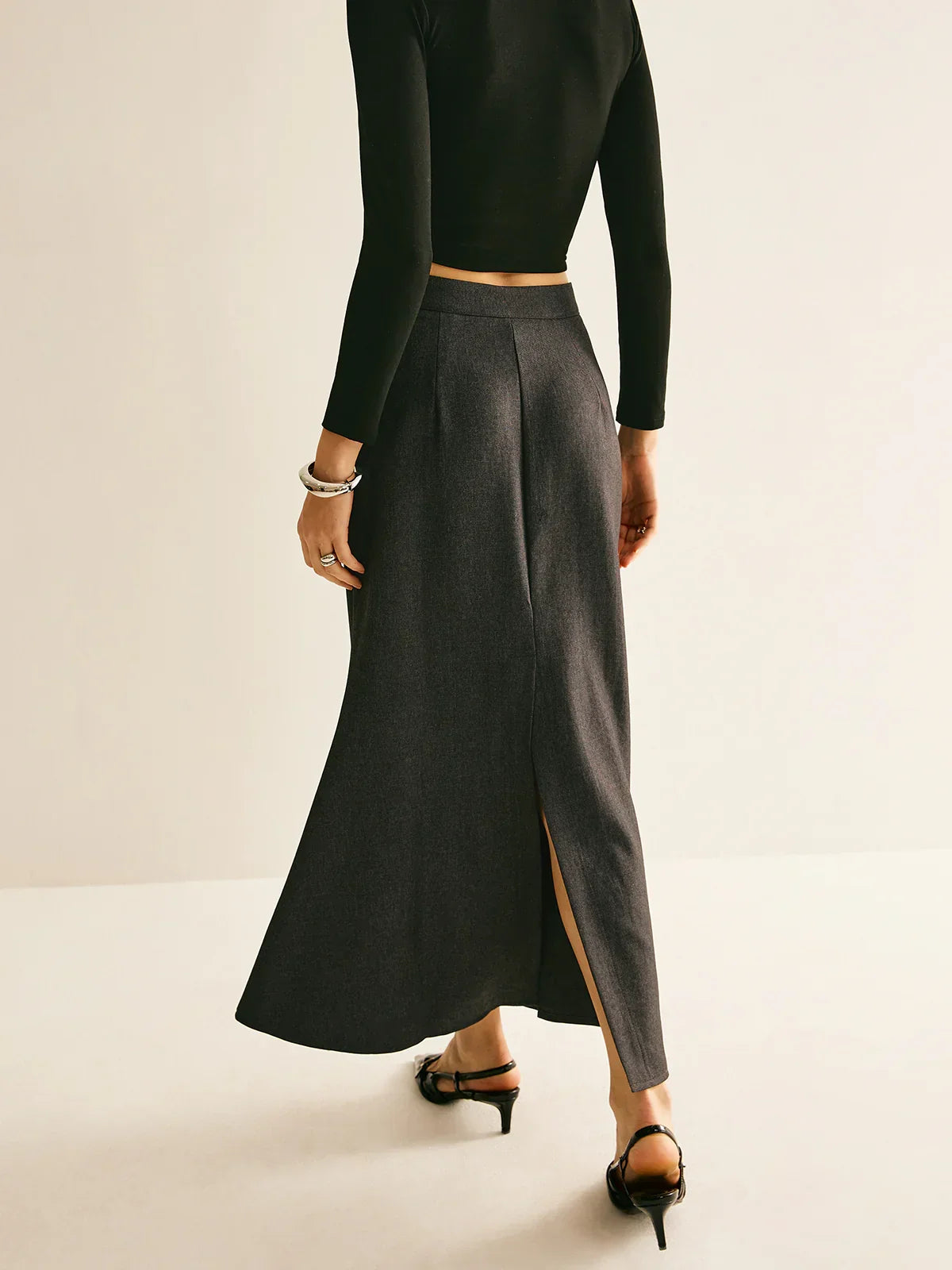 Φούστα με σπαστή πλάτη και κανονική εφαρμογή - LA FEMME WANDERER