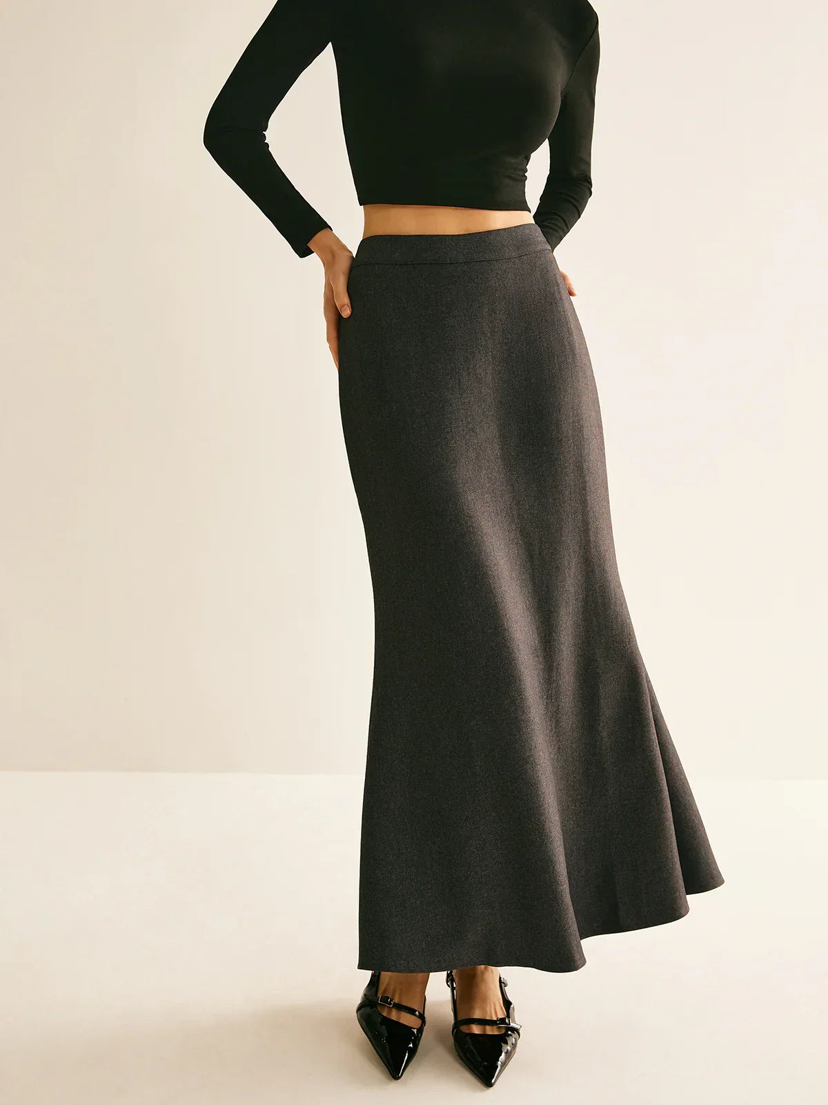 Φούστα με σπαστή πλάτη και κανονική εφαρμογή - LA FEMME WANDERER