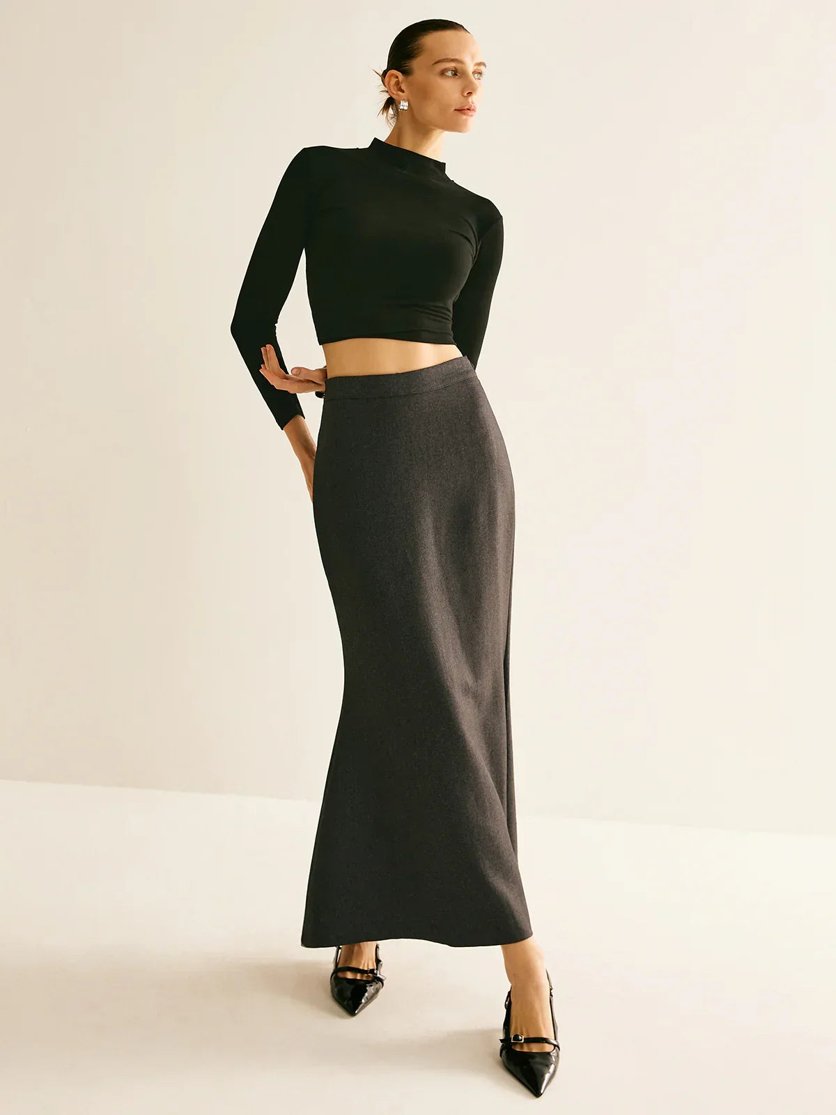 Φούστα με σπαστή πλάτη και κανονική εφαρμογή - LA FEMME WANDERER
