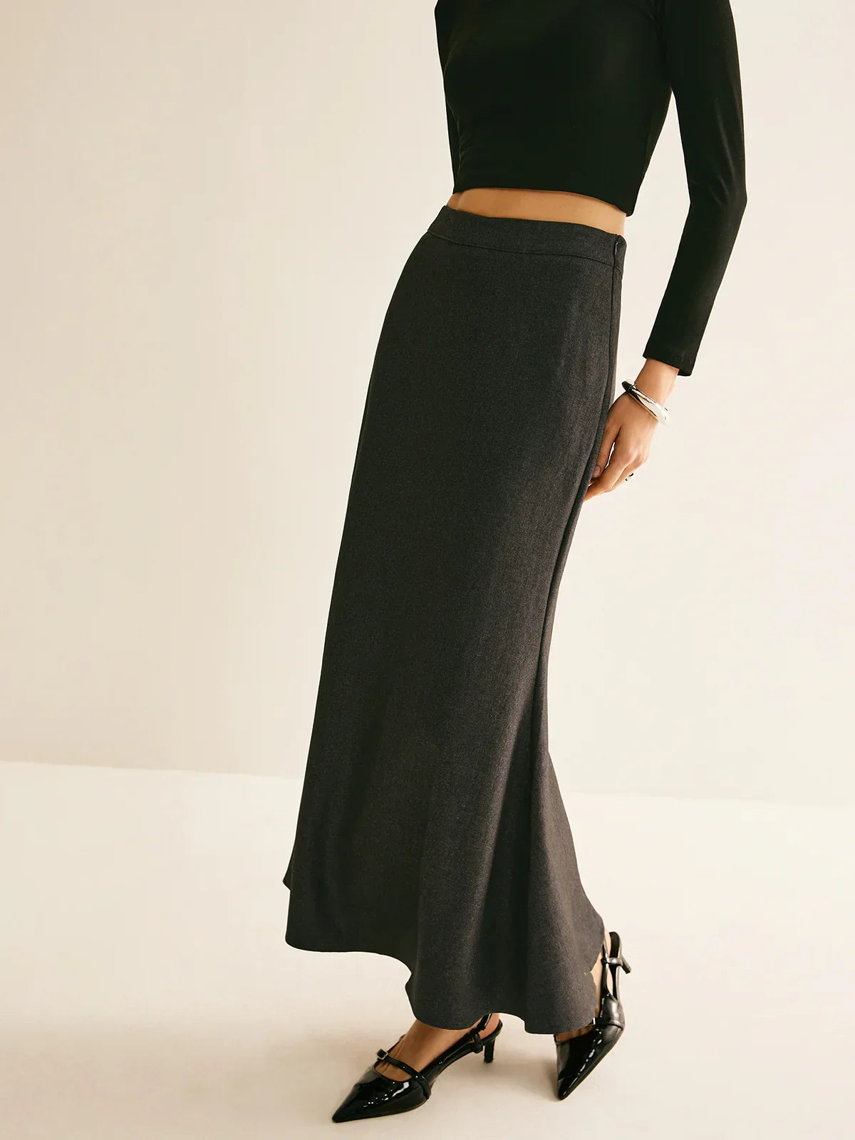 Φούστα με σπαστή πλάτη και κανονική εφαρμογή - LA FEMME WANDERER