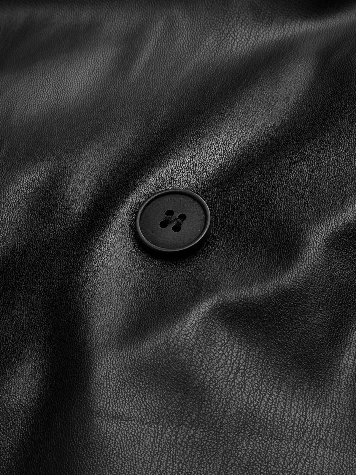 Μακρύ μπουφάν με ζώνη από τεχνητό δέρμα - LA FEMME WANDERER