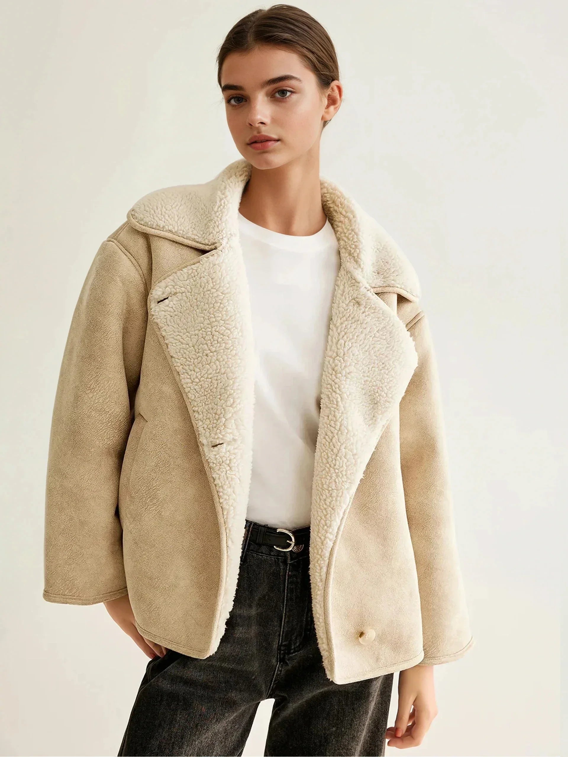 Cashmere-Blend Button Fleece Jacket - LA FEMME WANDERER