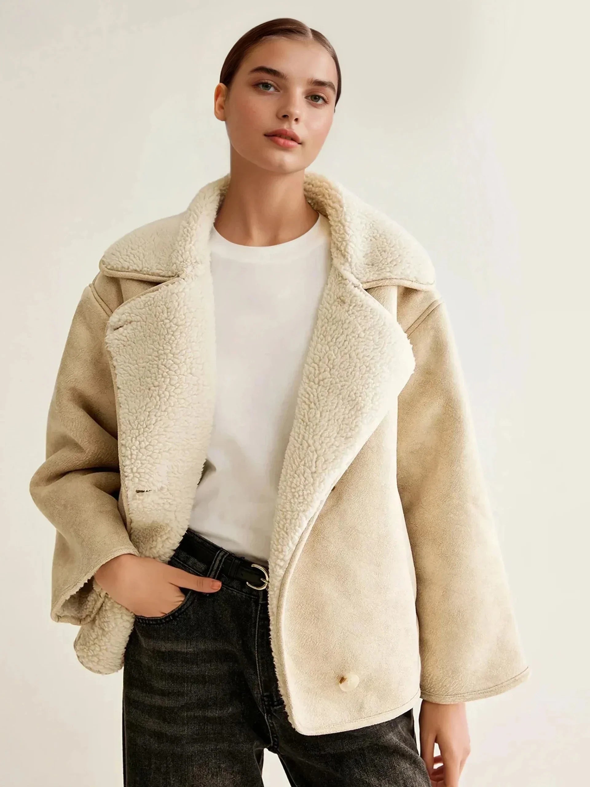 Φλις μπουφάν με κουμπιά από μείγμα κασμίρ - LA FEMME WANDERER