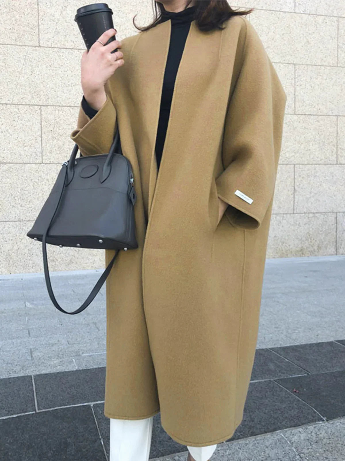 Minimalist Wool Long Coat - LA FEMME WANDERER