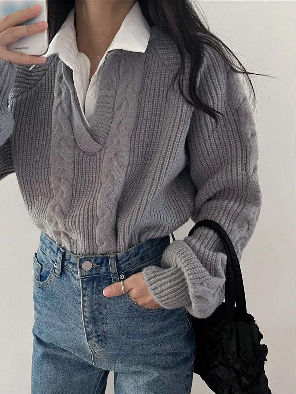 Πουλόβερ πόλο 2 σε 1 με στριφτό τελείωμα - LA FEMME WANDERER