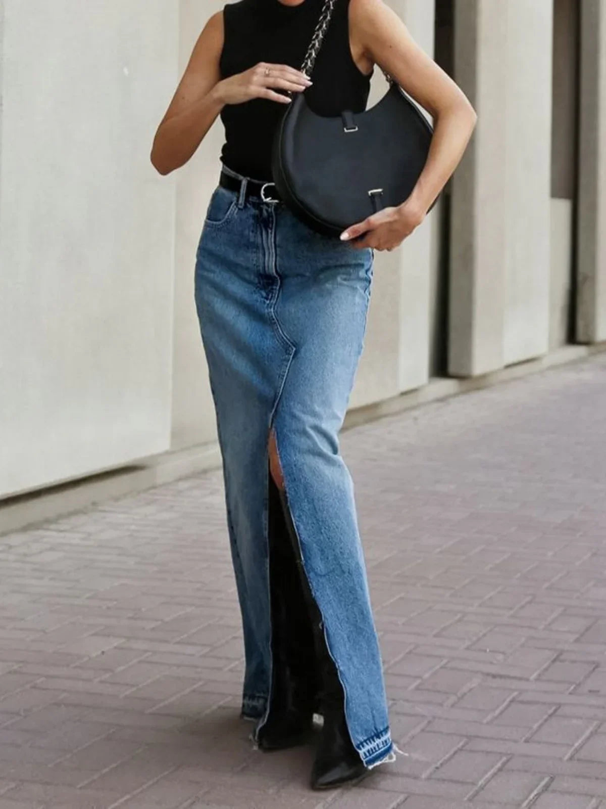 Γυναικεία Μοντέρνα Casual Τζιν Φούστα - LA FEMME WANDERER