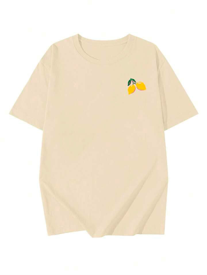 Oversized Lemon & La Dolce Vita Graphic Cotton T-Shirt – Vintage Summer Casual Tee