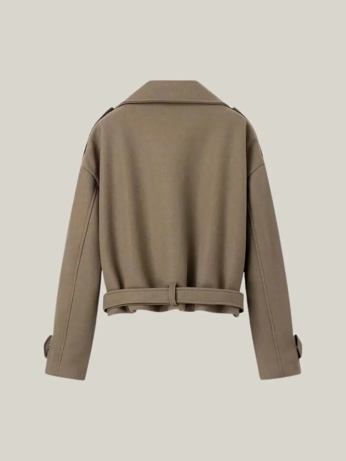 Belted Collar Wool Blend Coat - LA FEMME WANDERER