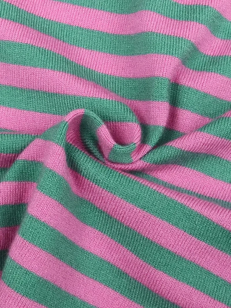 Πλεκτό τοπ με στρογγυλή λαιμόκοψη και ριγέ σχέδιο σε αντίθεση χρώματος - LA FEMME WANDERER