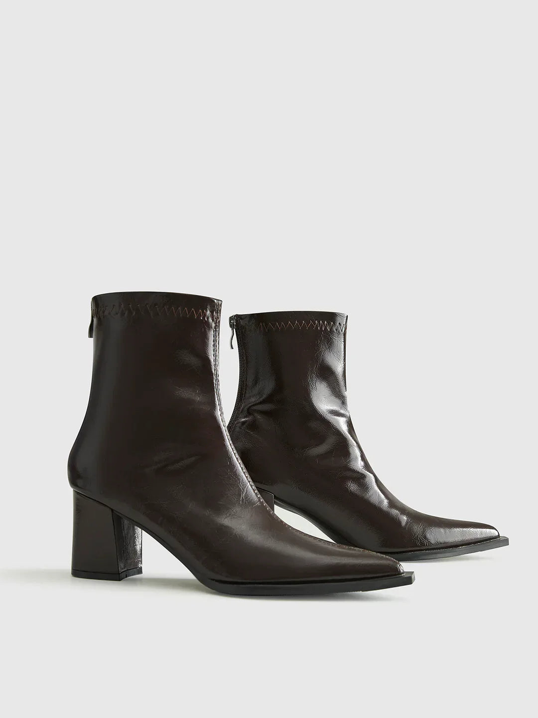 Thick Heel Zipper Ankle Boots - LA FEMME WANDERER