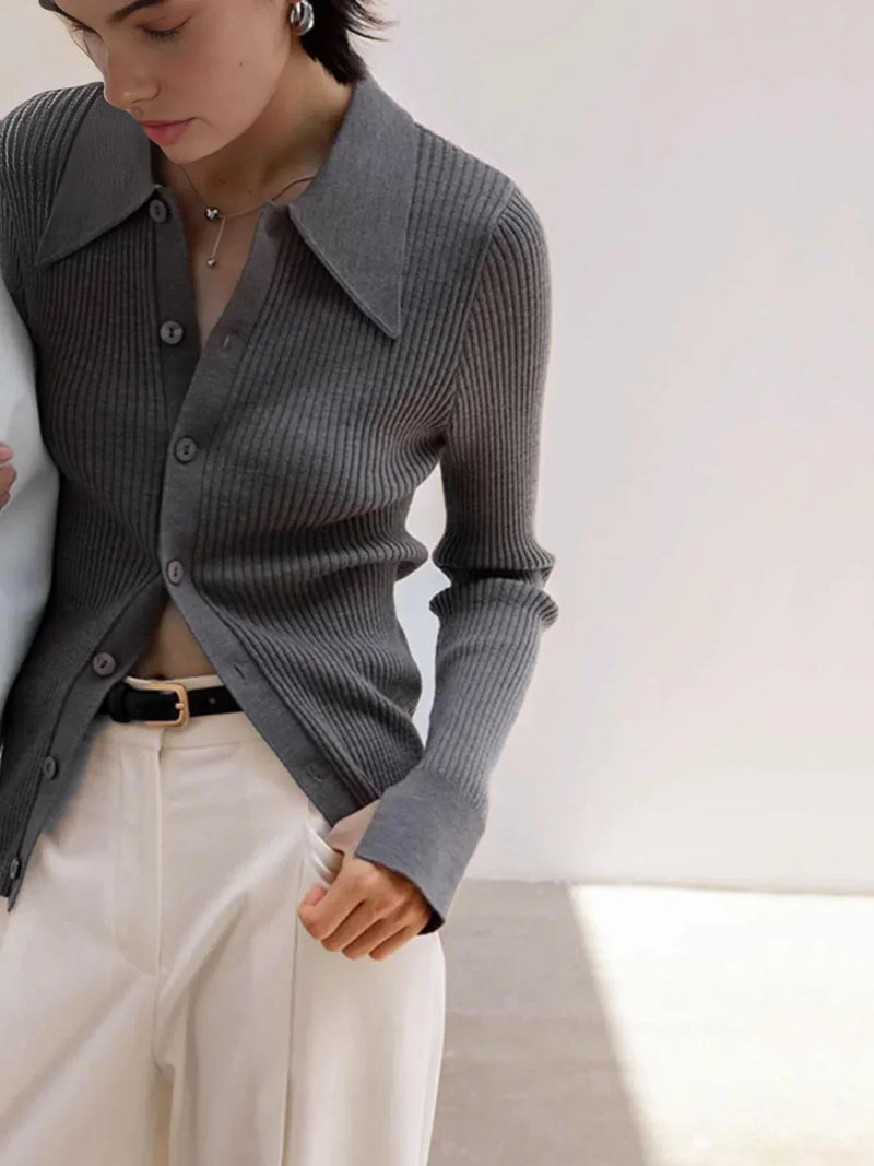 Λεπτή ζακέτα με ριμπ πέτο σε στυλ Oldmoney