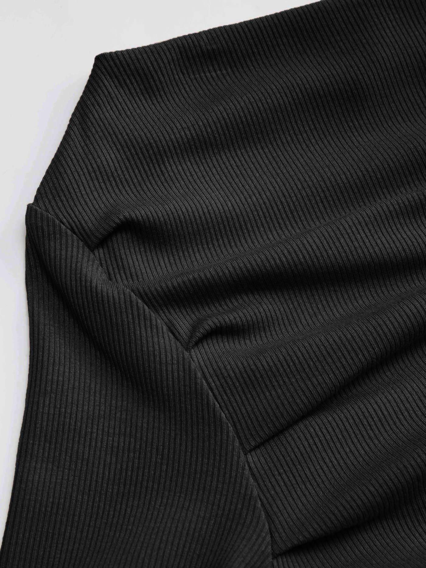 Μονόχρωμο τοπ με ασύμμετρη λαιμόκοψη και μακριά μανίκια - LA FEMME WANDERER