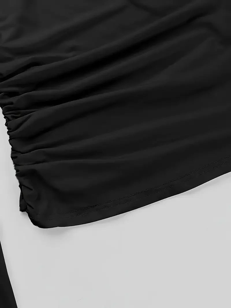 Λεπτό τοπ με μακριά μανίκια και λοξούς ώμους σε casual στυλ - LA FEMME WANDERER