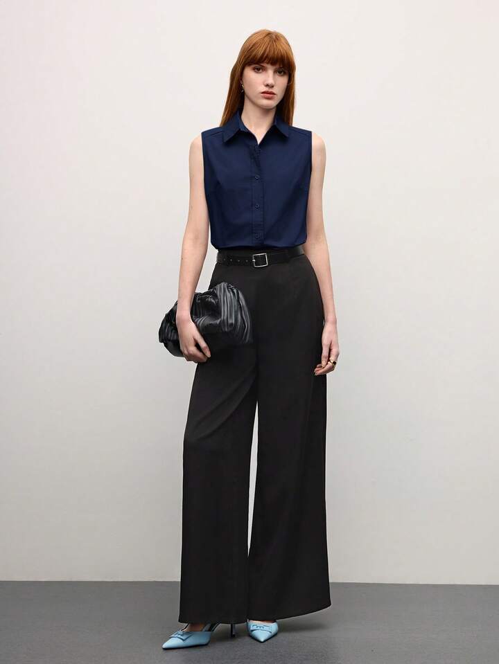 Navy Celeste Classic Collar Blouse