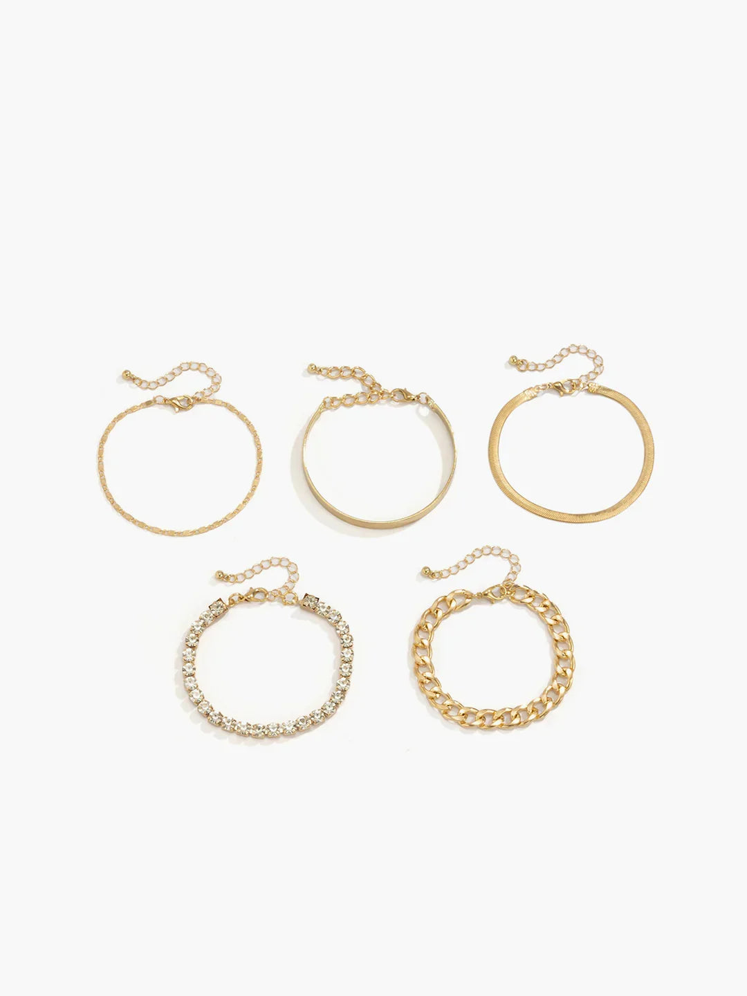 Βραχιόλι με αλυσίδα φιδιού και στρας Retro Trend 5 τεμαχίων - LA FEMME WANDERER