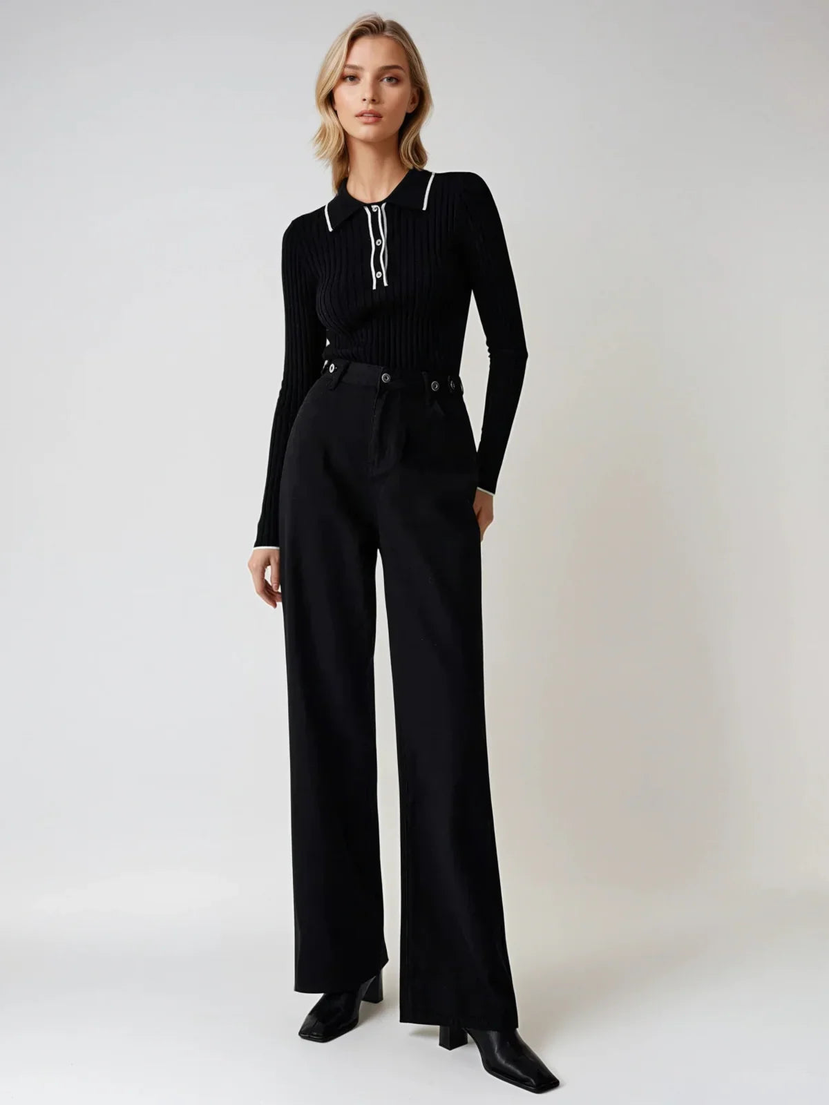 Oldmoney Aesthetics Polo Knit Top - LA FEMME WANDERER