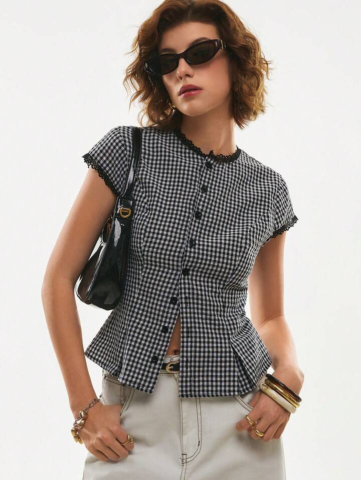 Always Elegant Cotton Lace Trim Top