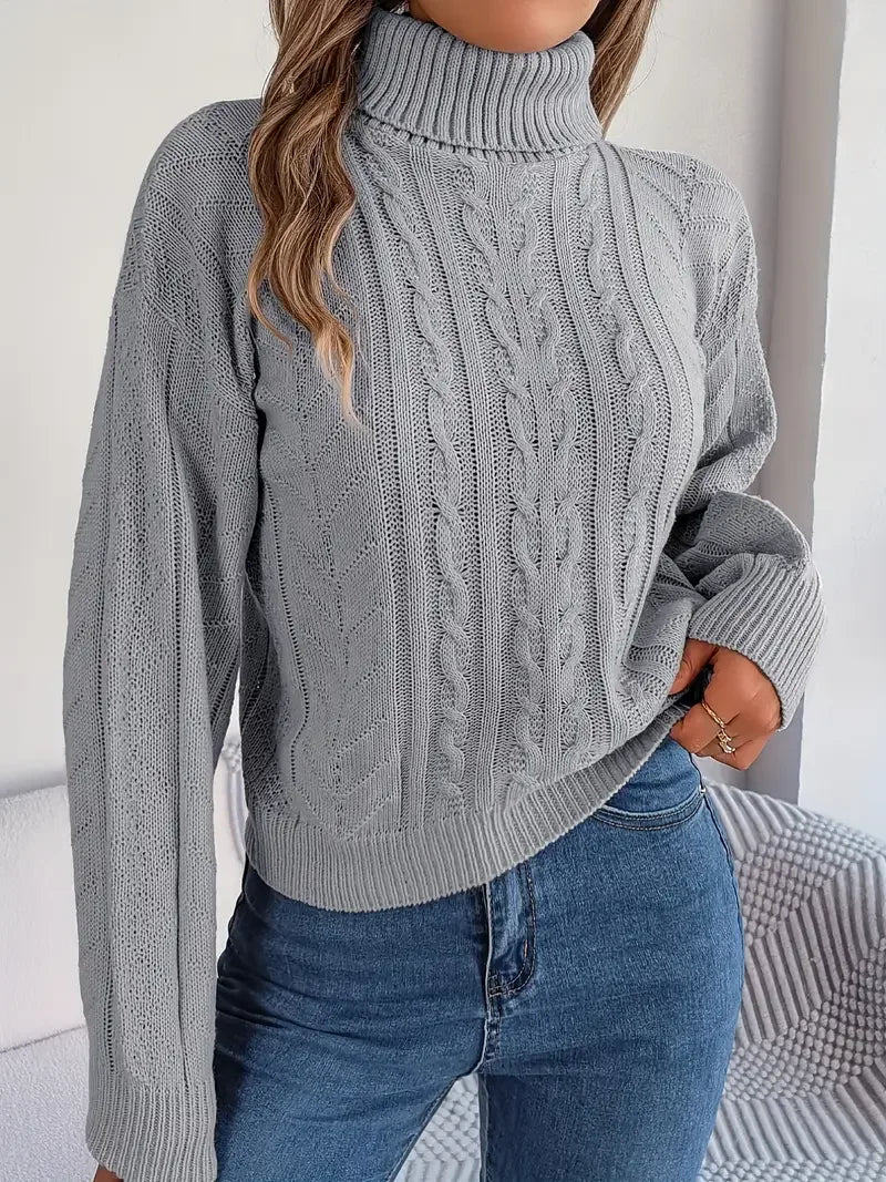 Collar Twist Knitted Pullover Sweater - LA FEMME WANDERER