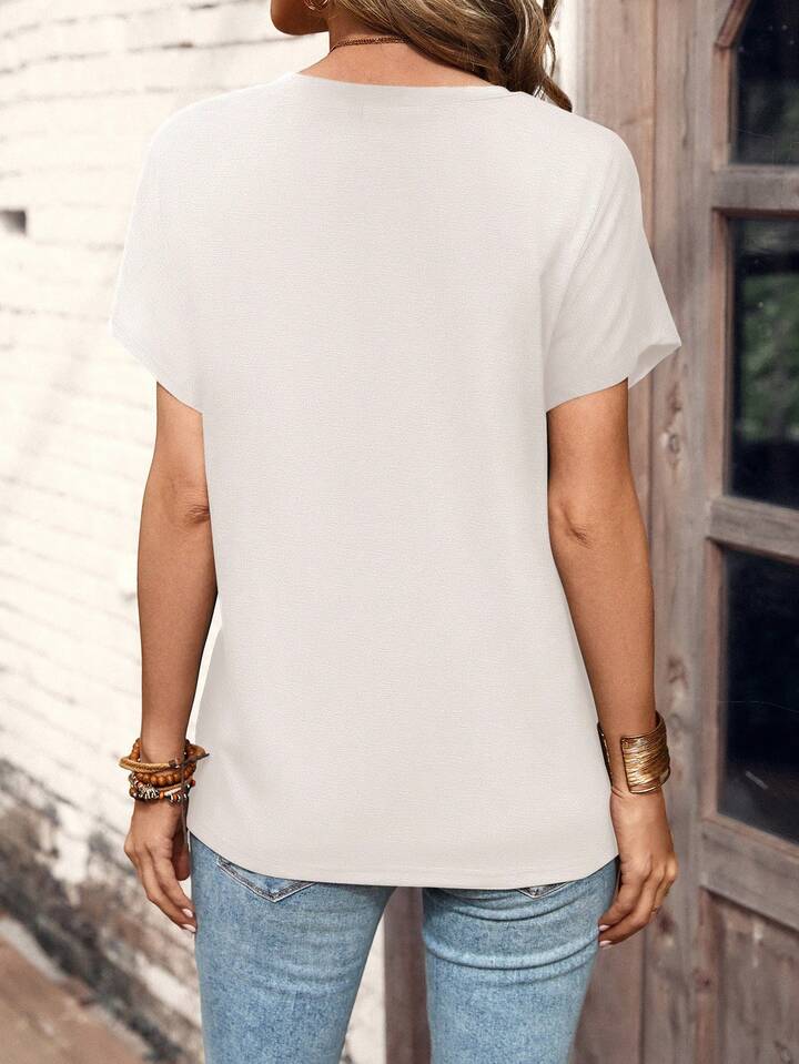 Everyday Casual Top with Decorative Button Front Detail