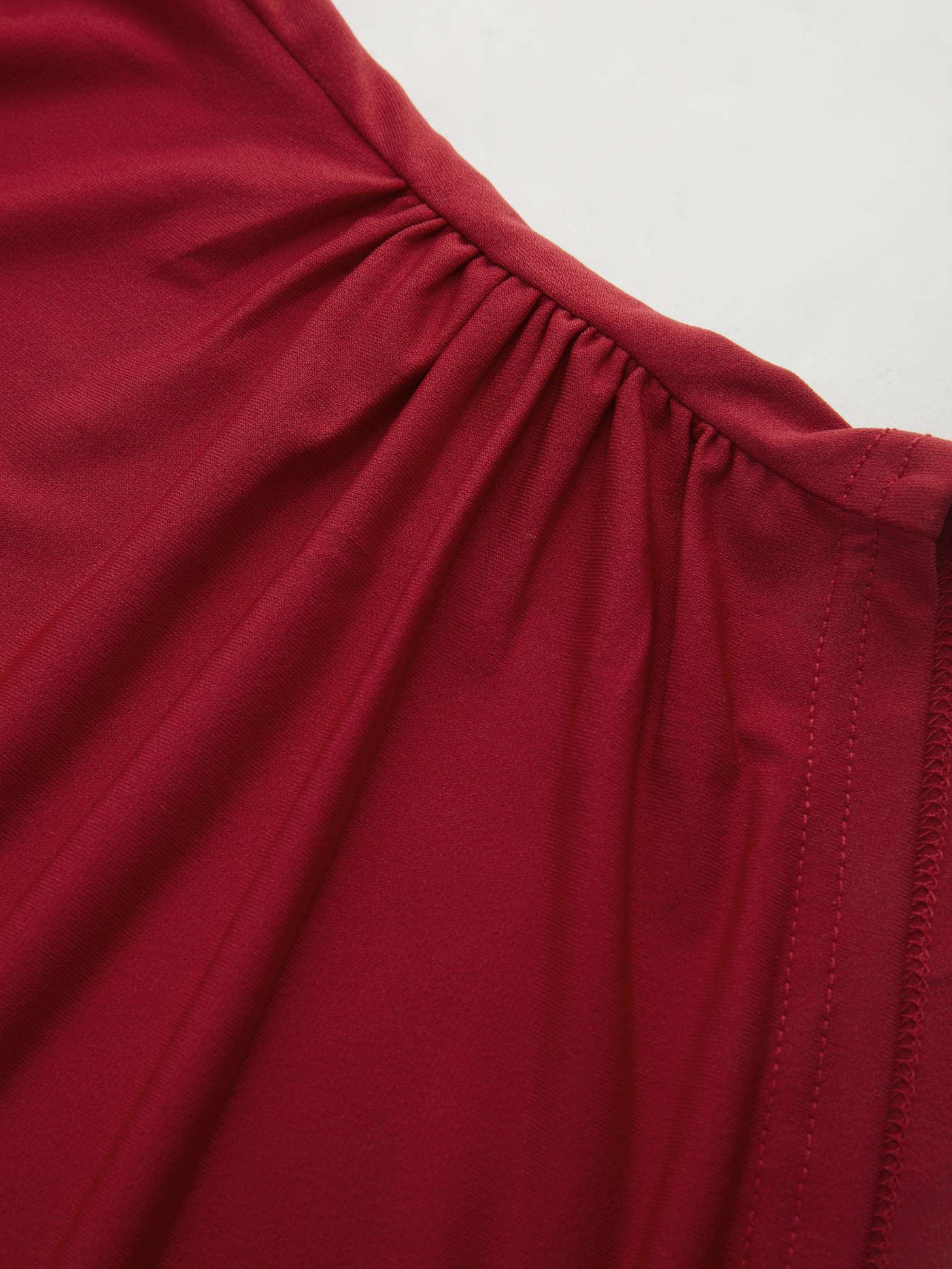 Γυναικείο T-shirt με στρογγυλή λαιμόκοψη και πλισέ γραμμή - LA FEMME WANDERER