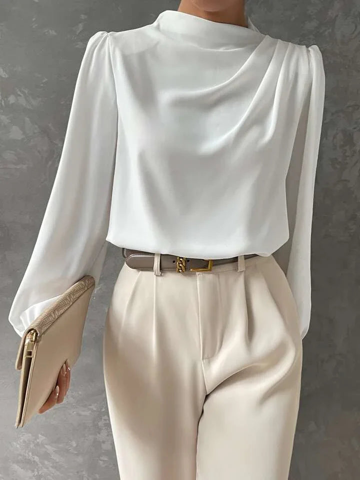 Elegant Bishop Sleeve Draped Top