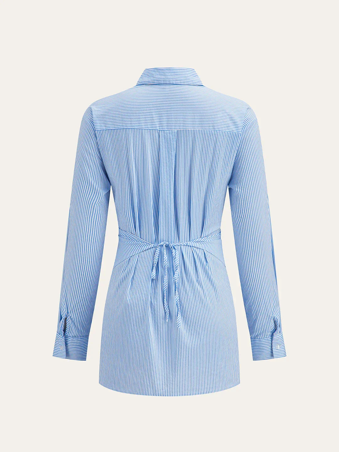 Μοντέρνο, φαρδύ, ριγέ, πολύχρωμο, μακρυμάνικο πουκάμισο με κορδόνια - LA FEMME WANDERER