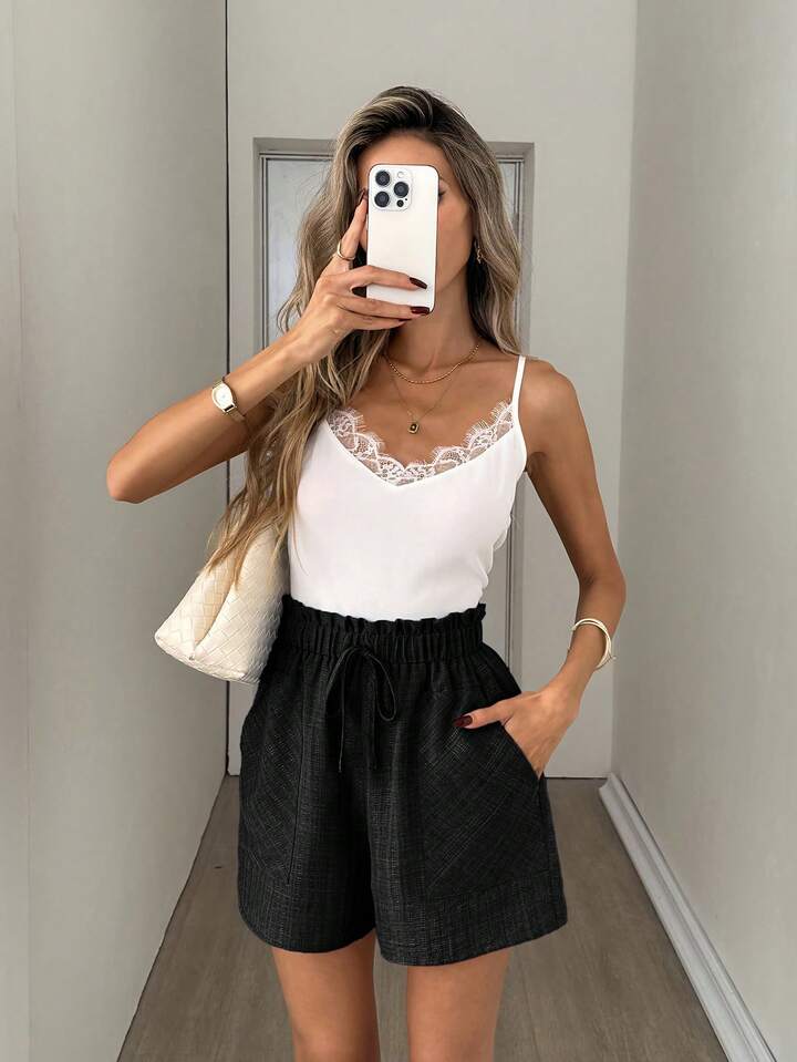 Lightweight Textured Shorts – Elastic High Waist Everyday Comfort